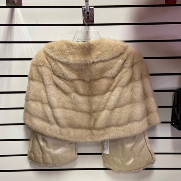 Vintage pearl | Champagne | mink Fur coat | shawl stole wrap jacket - Picture 4 of 7